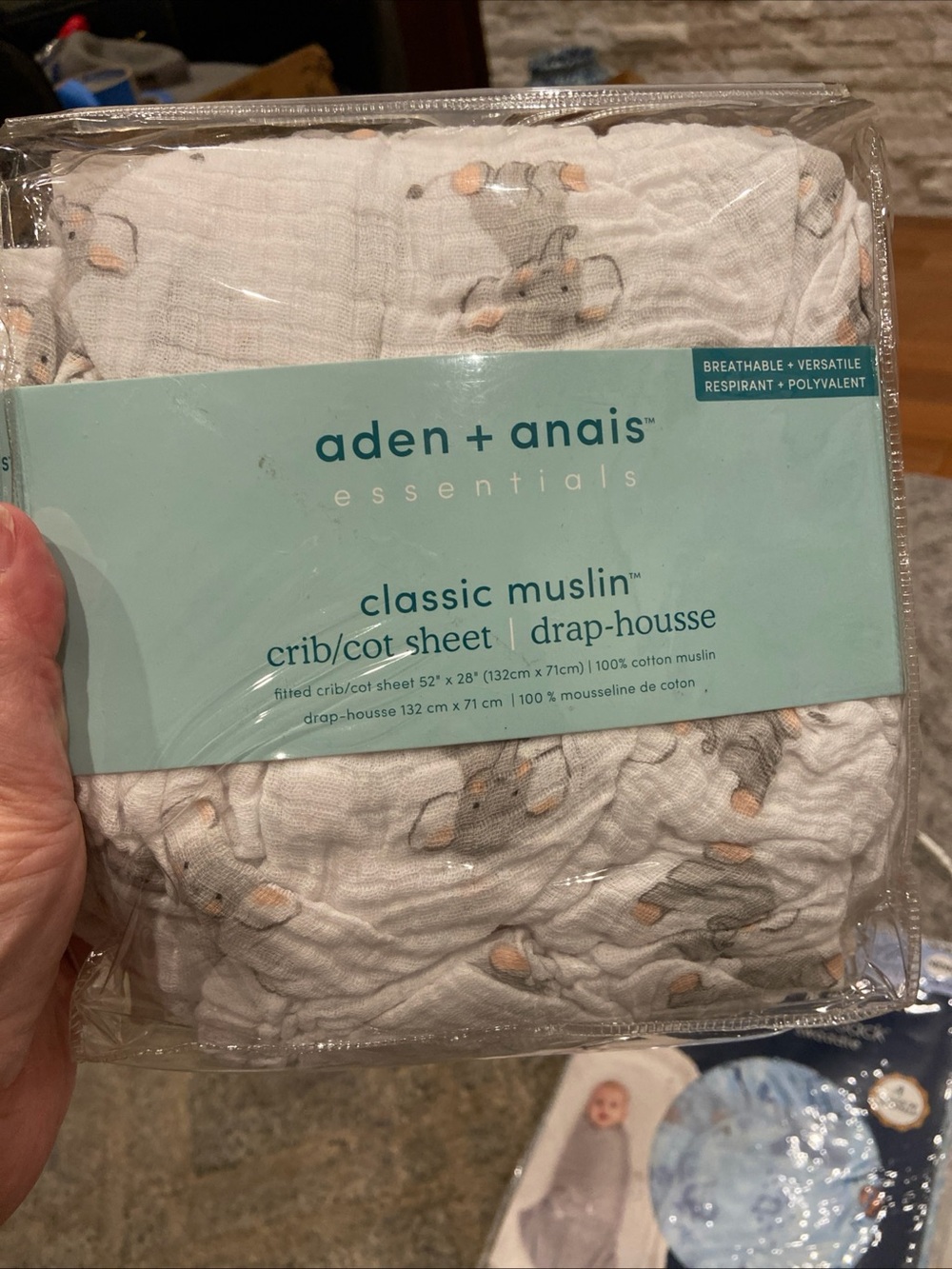 Aden + Anais Essentials Crib Cot Sheet 100% Cotton Muslin 52” X 28” open box